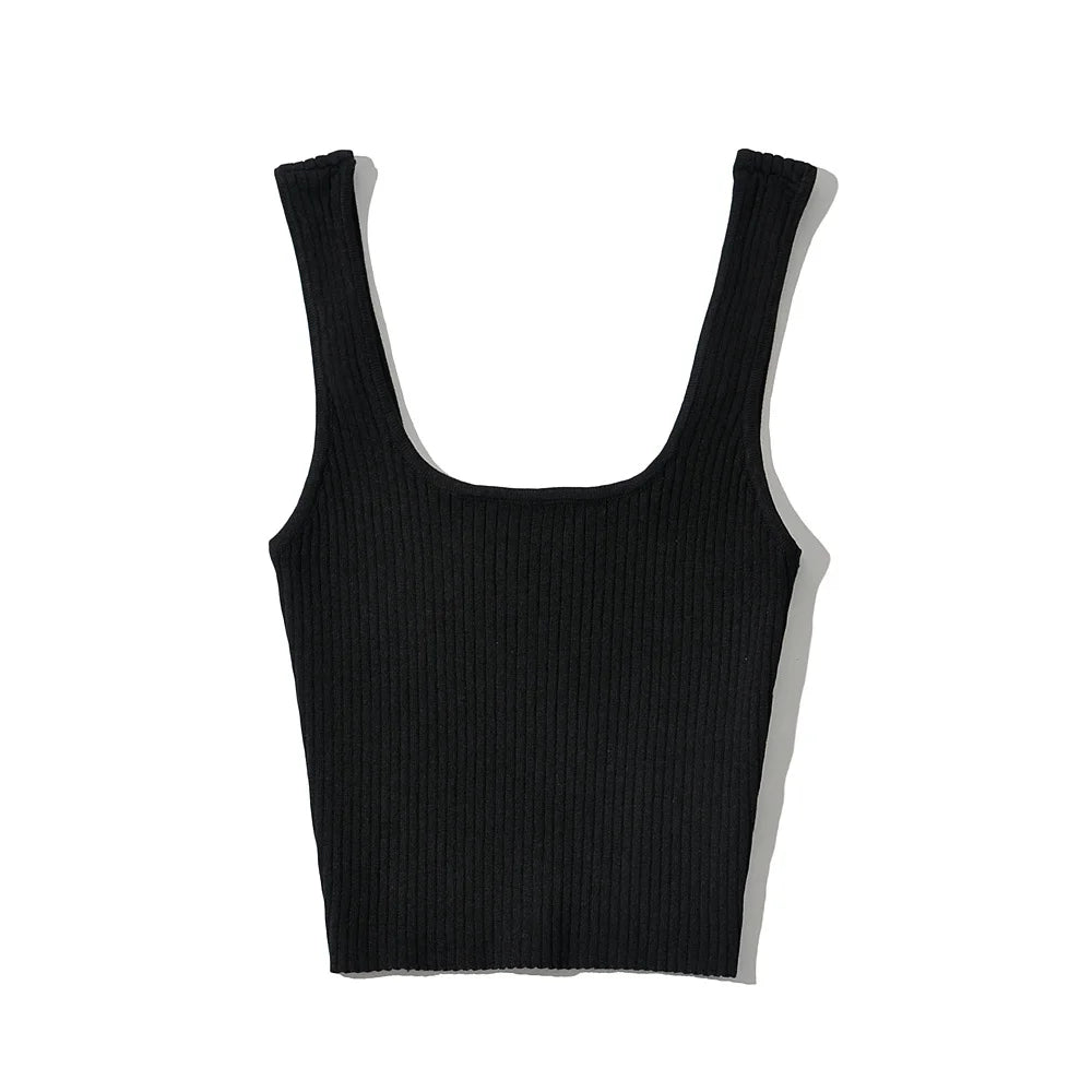 2024 Summer crop tops cute sexy sleeveless top women vintage cropped tank tops women ribbed tops korean fashion black white