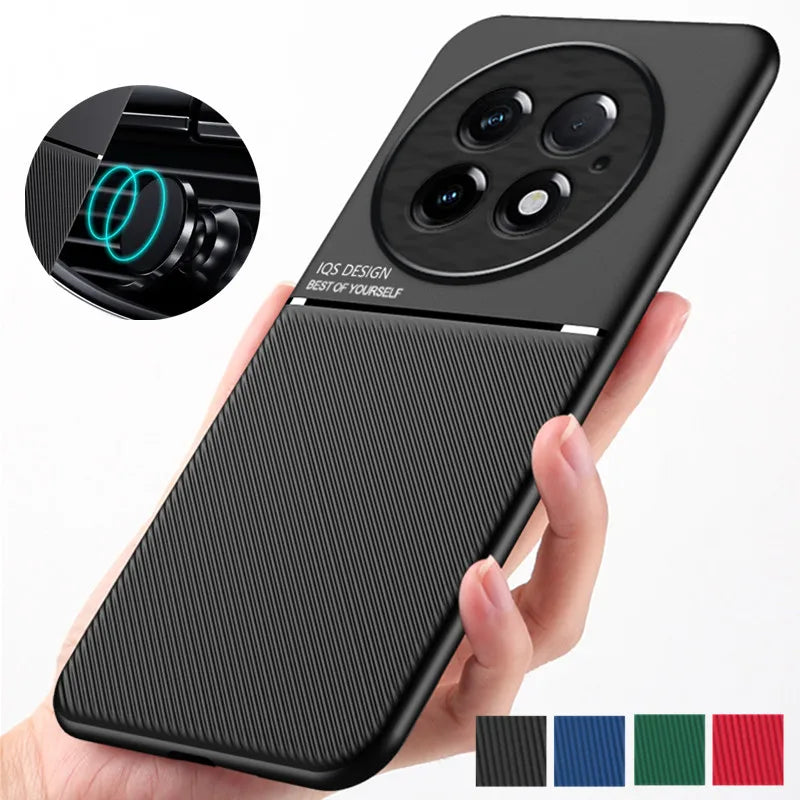 Rugged Non-Slip Case For OnePlus 13 One Plus 13R Cover Car Built-in Magnetic Suction Holder Coque Fundas Shell Capa
