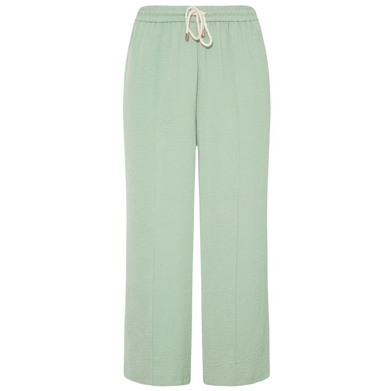 Plus Size Elastic Drawstring Waist Summer Loose Elegant Wide Leg Pants Pocket Side Lightweight Casual Straight Trousers 4XL 5XL
