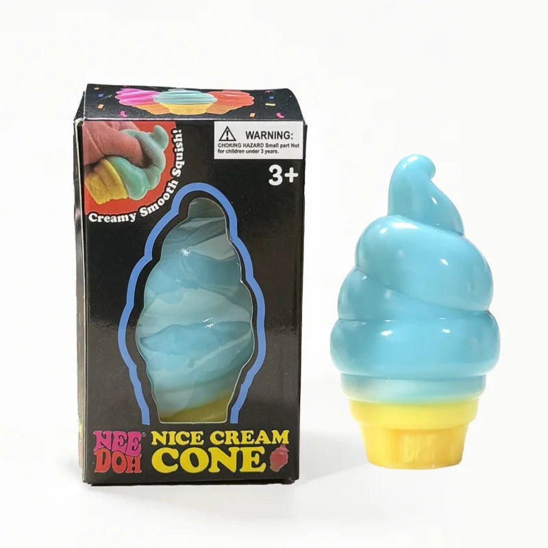 Needoh Nice Cream Cone Creamy Non-toxic Squeeze Ball Anti Stress Relief Pocket Mood Calm ADHD Sensory Vent Squishy Fidget Toy