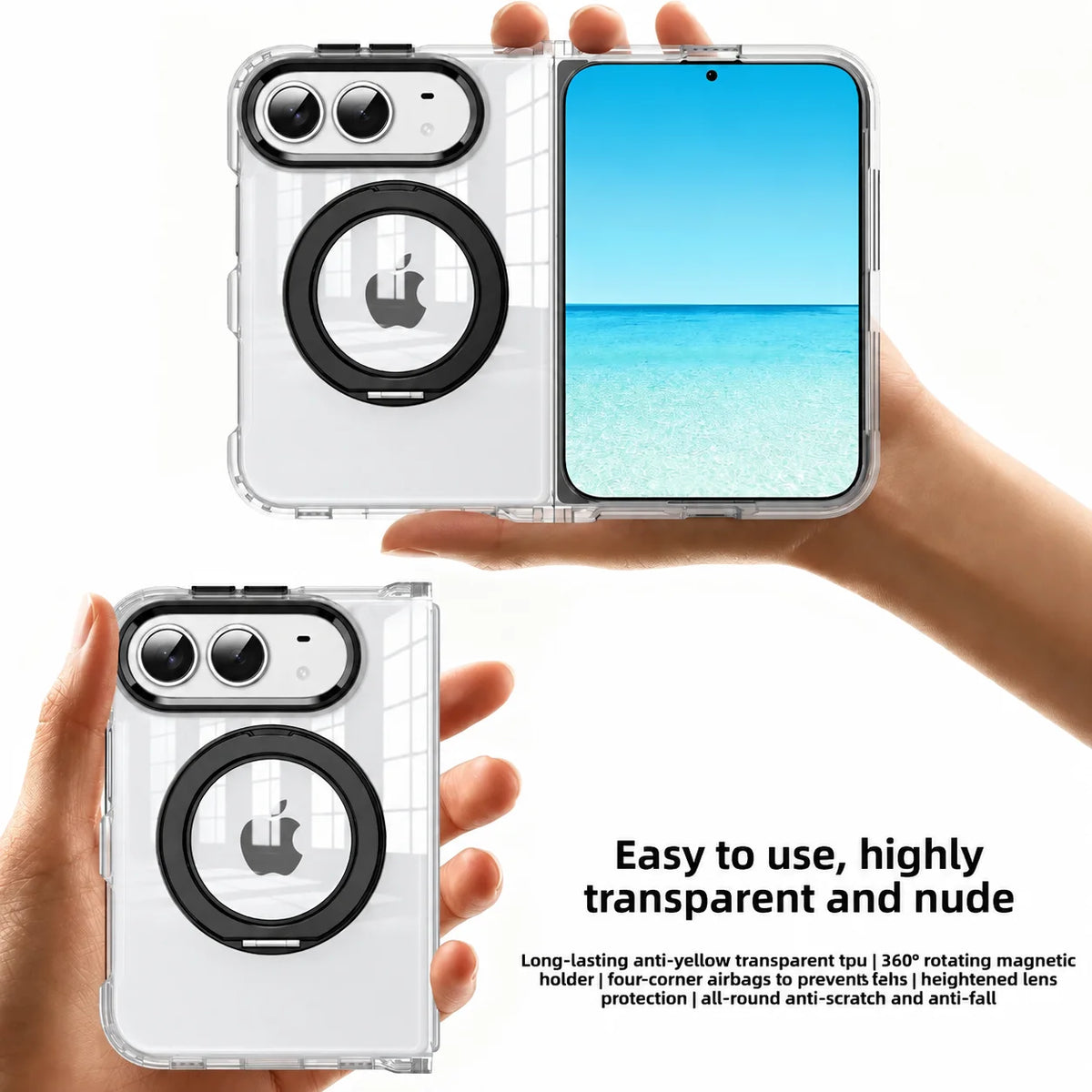 Kickstand Holder Clear Cell Phone Case for Iphone Duo 18 Fold 18fold Transparent Mobile Phone Bag Covers