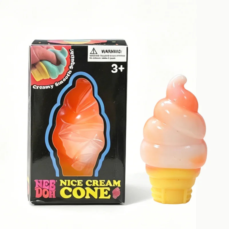 Needoh Nice Cream Cone Creamy Non-toxic Squeeze Ball Anti Stress Relief Pocket Mood Calm ADHD Sensory Vent Squishy Fidget Toy