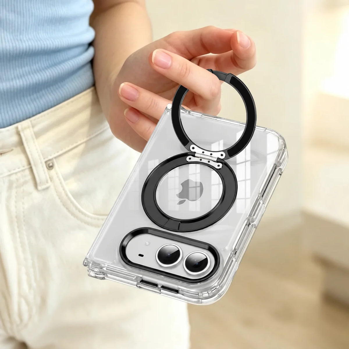 Kickstand Holder Clear Cell Phone Case for Iphone Duo 18 Fold 18fold Transparent Mobile Phone Bag Covers