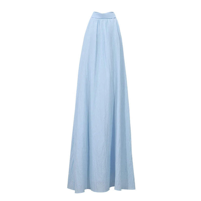 Amii Sleeveless Women's Dress 2026 Summer New Back Button Lapel Collar Loose Fit Casual A-Line Long Dress For Women 12642137