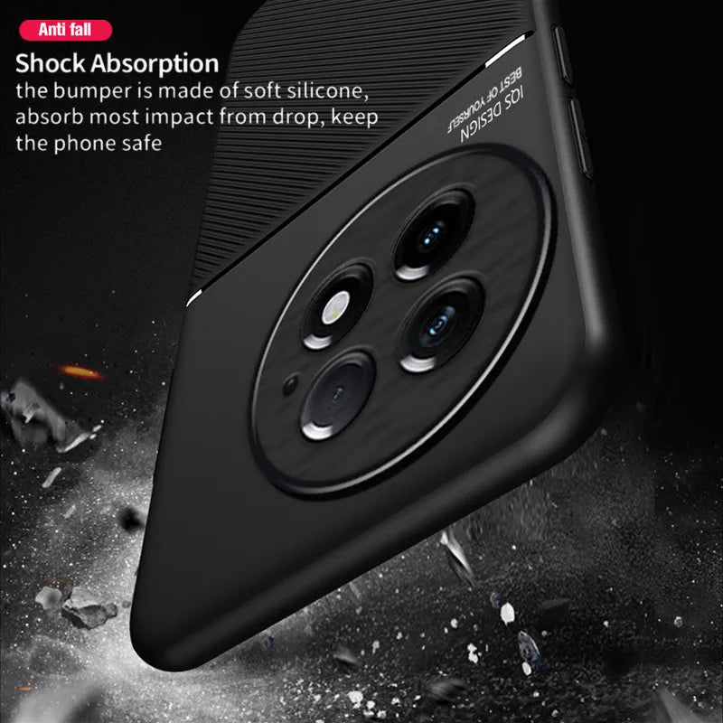 Rugged Non-Slip Case For OnePlus 13 One Plus 13R Cover Car Built-in Magnetic Suction Holder Coque Fundas Shell Capa