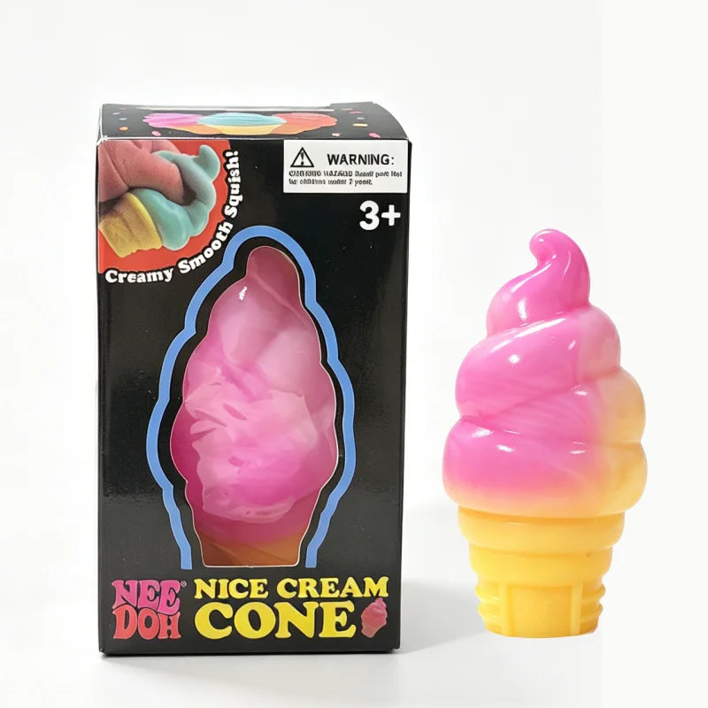 Needoh Nice Cream Cone Creamy Non-toxic Squeeze Ball Anti Stress Relief Pocket Mood Calm ADHD Sensory Vent Squishy Fidget Toy