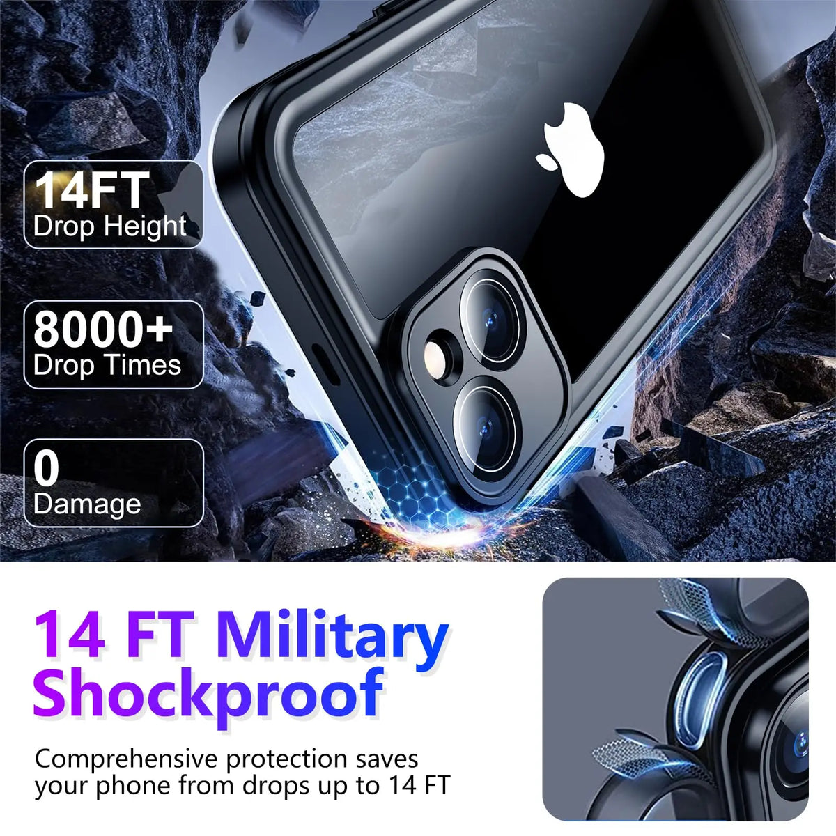 Shellbox Professional Waterproof Phone Case for iPhone 14 17Air 13 15 16 - 360 Full Coverage Shockproof Dustproof IP68