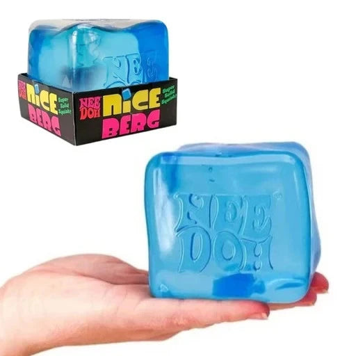 NeeDoh Niceberg Blue Big Ice Squish Squeeze Toy XL Cube Fidget